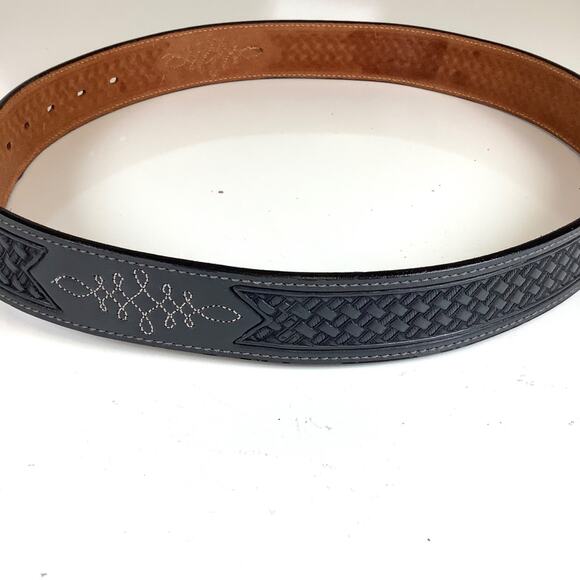 Sz 36 Tooled Leegin Silver Creek Leather Western Belt w/Elk Bergamot Buckle 1980 - Picture 2 of 12